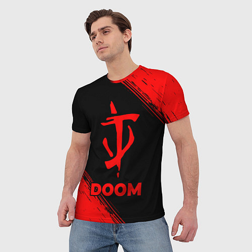 Мужская футболка Doom - red gradient / 3D-принт – фото 3