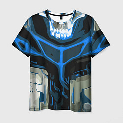 Футболка мужская Blue stripes on a black and white background, цвет: 3D-принт