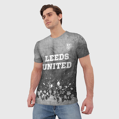 Мужская футболка Leeds United - grey gradient посередине / 3D-принт – фото 3