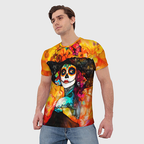 Мужская футболка Катрина в черной шляпе / 3D-принт – фото 3