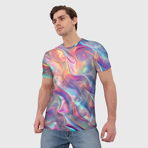Мужская футболка Перламутровый голографический градиент / 3D-принт – фото 3