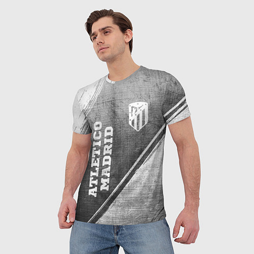 Мужская футболка Atletico Madrid - grey gradient вертикально / 3D-принт – фото 3