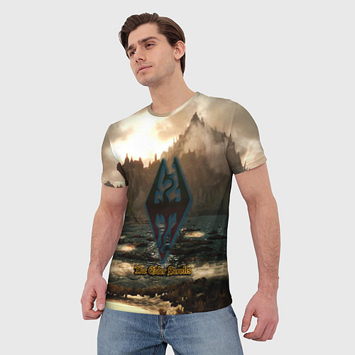 Мужская футболка Skyrim logo природа / 3D-принт – фото 3