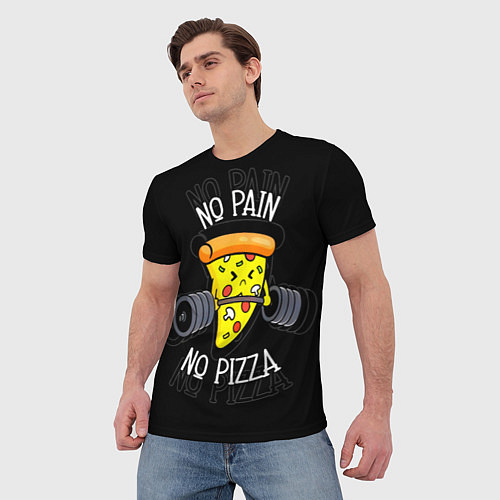 Мужская футболка No pain - no pizza / 3D-принт – фото 3