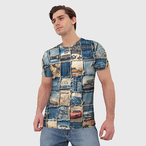 Мужская футболка Пэчворк с автомобилями / 3D-принт – фото 3