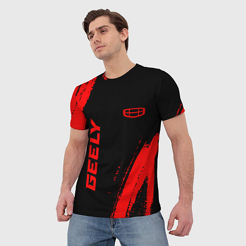 Мужская футболка Geely - red gradient вертикально / 3D-принт – фото 3
