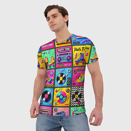 Мужская футболка Вибрации 90-х вечеринка в стиле ретро / 3D-принт – фото 3