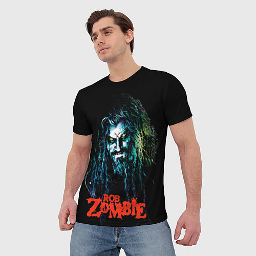 Мужская футболка Rob zombie portrait / 3D-принт – фото 3