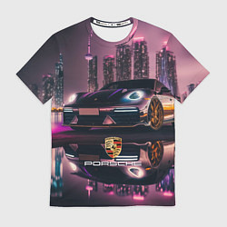 Футболка мужская Porshe night city, цвет: 3D-принт
