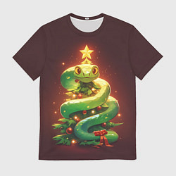 Футболка мужская Змея ёлка новогодняя, цвет: 3D-принт