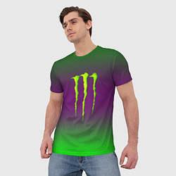 Футболка мужская Monster energy gradient, цвет: 3D-принт — фото 2