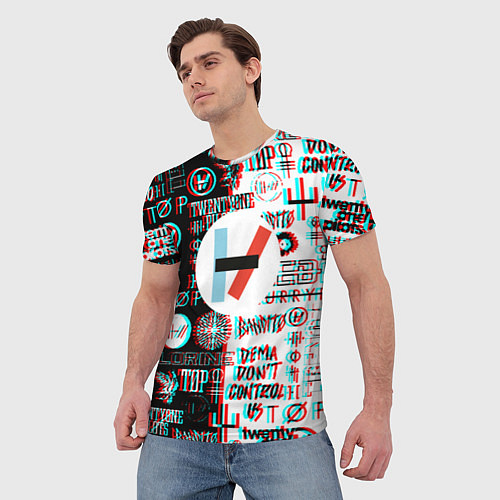 Мужская футболка Twenty one pilots glitch pattern / 3D-принт – фото 3