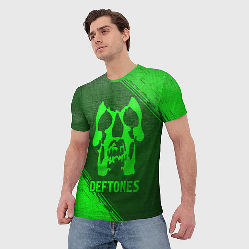 Мужская футболка Deftones - green gradient / 3D-принт – фото 3