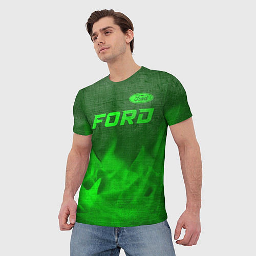 Мужская футболка Ford - green gradient посередине / 3D-принт – фото 3