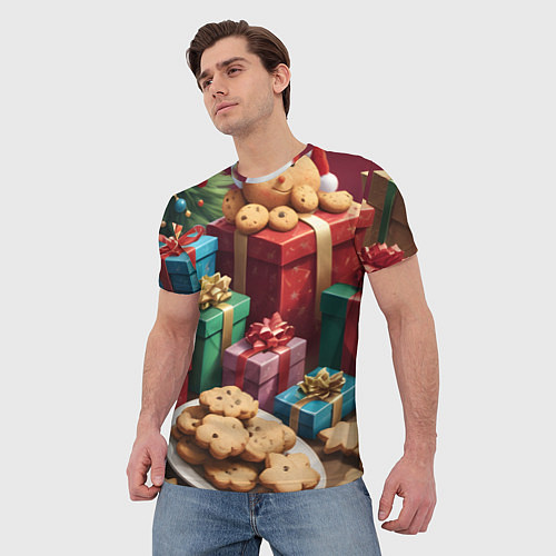 Мужская футболка Рождественское печенье / 3D-принт – фото 3