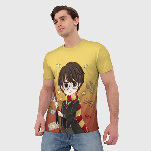 Мужская футболка Гарри Поттер мультяшный с метлой / 3D-принт – фото 3