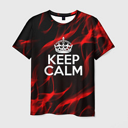 Футболка мужская Keep calm flame red, цвет: 3D-принт