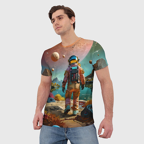 Мужская футболка Астронавт на красочной планете / 3D-принт – фото 3