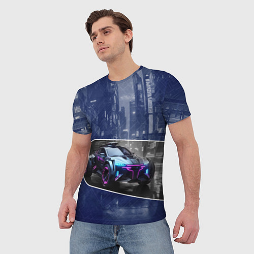 Мужская футболка Футуристичный автомобиль / 3D-принт – фото 3
