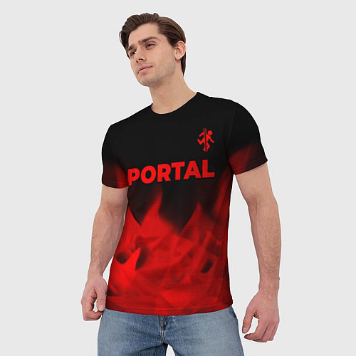 Мужская футболка Portal - red gradient посередине / 3D-принт – фото 3