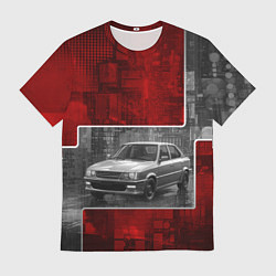 Футболка мужская Автомобиль в серо-красных тонах, цвет: 3D-принт