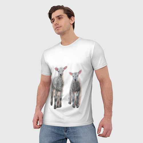 Мужская футболка Ягнята овцы / 3D-принт – фото 3