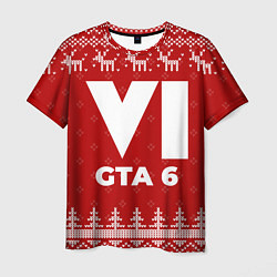 Футболка мужская Новогодний GTA 6 с оленями, цвет: 3D-принт