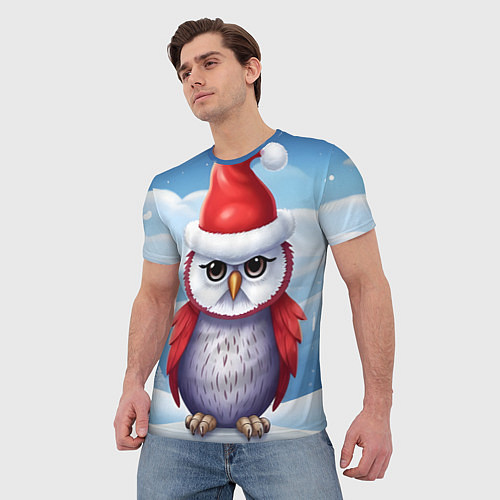 Мужская футболка Зимний совенок в шапочке / 3D-принт – фото 3