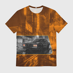Футболка мужская Авто с оранжевыми фарами, цвет: 3D-принт