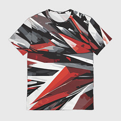 Футболка мужская Чёрно-красно-белая абстракция, цвет: 3D-принт