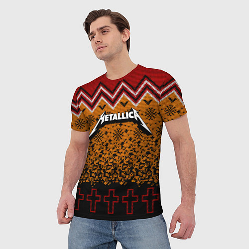 Мужская футболка Metallica christmas ugly sweater / 3D-принт – фото 3