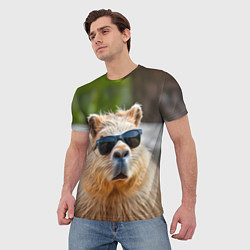 Футболка мужская Модная капибара в темных очках, цвет: 3D-принт — фото 2