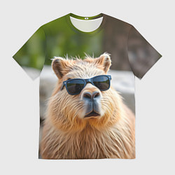 Футболка мужская Модная капибара в темных очках, цвет: 3D-принт
