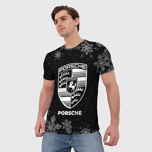 Мужская футболка Снежный Porsche / 3D-принт – фото 3