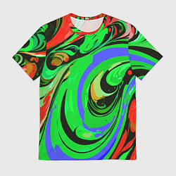Футболка мужская Красно-зелёный узор, цвет: 3D-принт