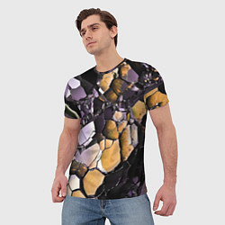 Футболка мужская Чёрно-жёлтый камень, цвет: 3D-принт — фото 2