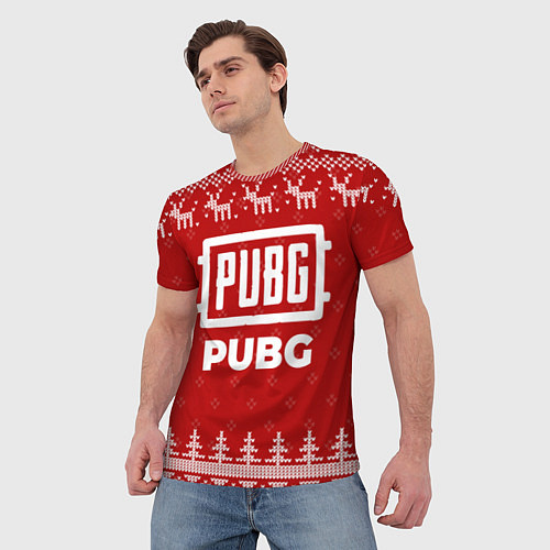 Мужская футболка Новогодний PUBG с оленями / 3D-принт – фото 3
