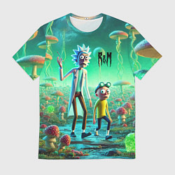 Футболка мужская Рик и Морти изучают планету мухоморов - нейроарт ф, цвет: 3D-принт