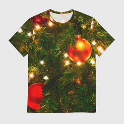 Футболка мужская Новогодние украшения на ёлке, цвет: 3D-принт