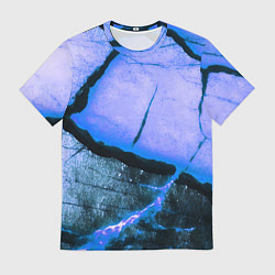 Футболка мужская Трещины на абстрактном синем фоне, цвет: 3D-принт