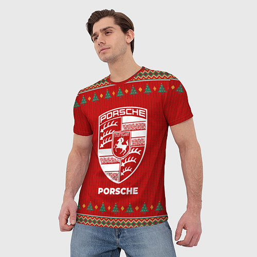 Мужская футболка Porsche new year / 3D-принт – фото 3