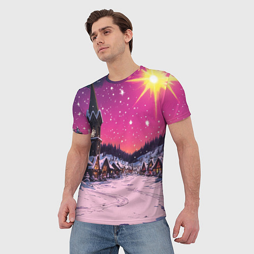 Мужская футболка Закат рождества / 3D-принт – фото 3