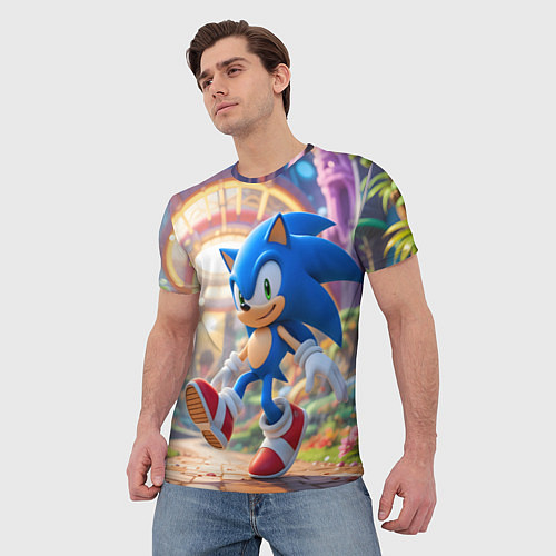Мужская футболка Sonic фантастический мир / 3D-принт – фото 3