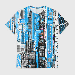Футболка мужская Киберпанк паттерн синий, цвет: 3D-принт