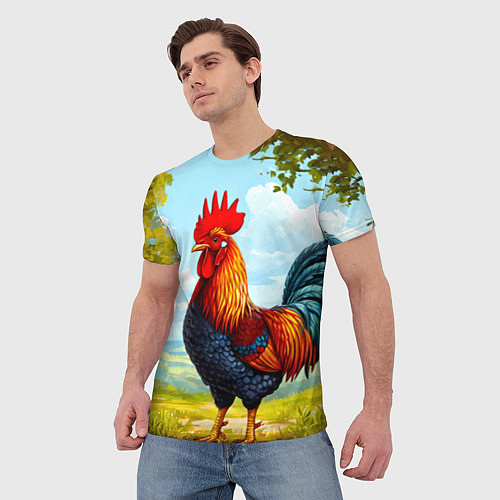 Мужская футболка Петушок / 3D-принт – фото 3