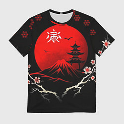 Футболка мужская Japan red black nature, цвет: 3D-принт