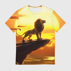 Футболка мужская Лев на закате на горе, цвет: 3D-принт