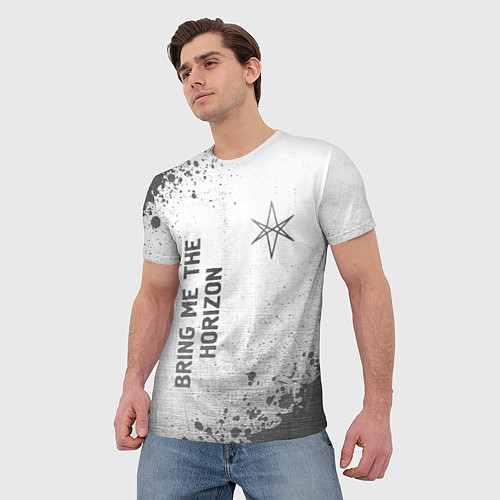 Мужская футболка Bring Me the Horizon - white gradient вертикально / 3D-принт – фото 3