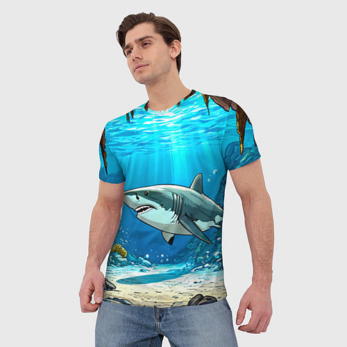 Мужская футболка Акула в океане / 3D-принт – фото 3
