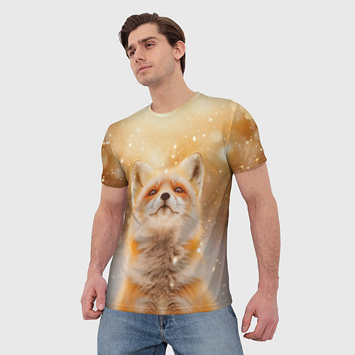 Мужская футболка Рыжая довольная лисица / 3D-принт – фото 3